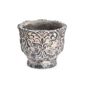 Sungmor 7.3 Inch Cement Plant Pot for Plants, Succulent Planter with Embossed Design, Vintage Concrete Flowerpots with Drainage Hole, Decorative Orchid Houseplant Pot Indoor Outdoor Plant Container