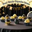 2 x 200PCS Black and Gold Cupcake Liners Muffin Baking Cups Wrappers for Retirement Birthday Party Supplies Disposable Cupcake Papers for Black Golden Masquerade Party Decorations