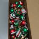 Wettarn 120 Pcs Mini Glitter Christmas Elf Ball Ornaments for Tree 1.18'' Swirl Dots Snowflake Red Green and White Small Hanging Balls Bulk for Home Xmas Party Decorations(Classic Style)