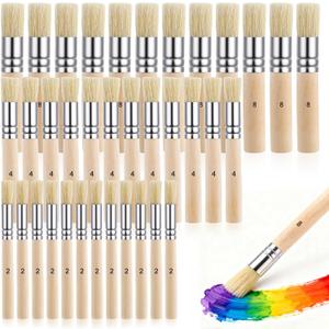36 Pieces Wooden Stencil Brushes 3 Sizes Natural Stencil Brushes Bristle Wooden Handle Painting Set for Acrylic Oil Watercolor Painting Project DIY Crafts