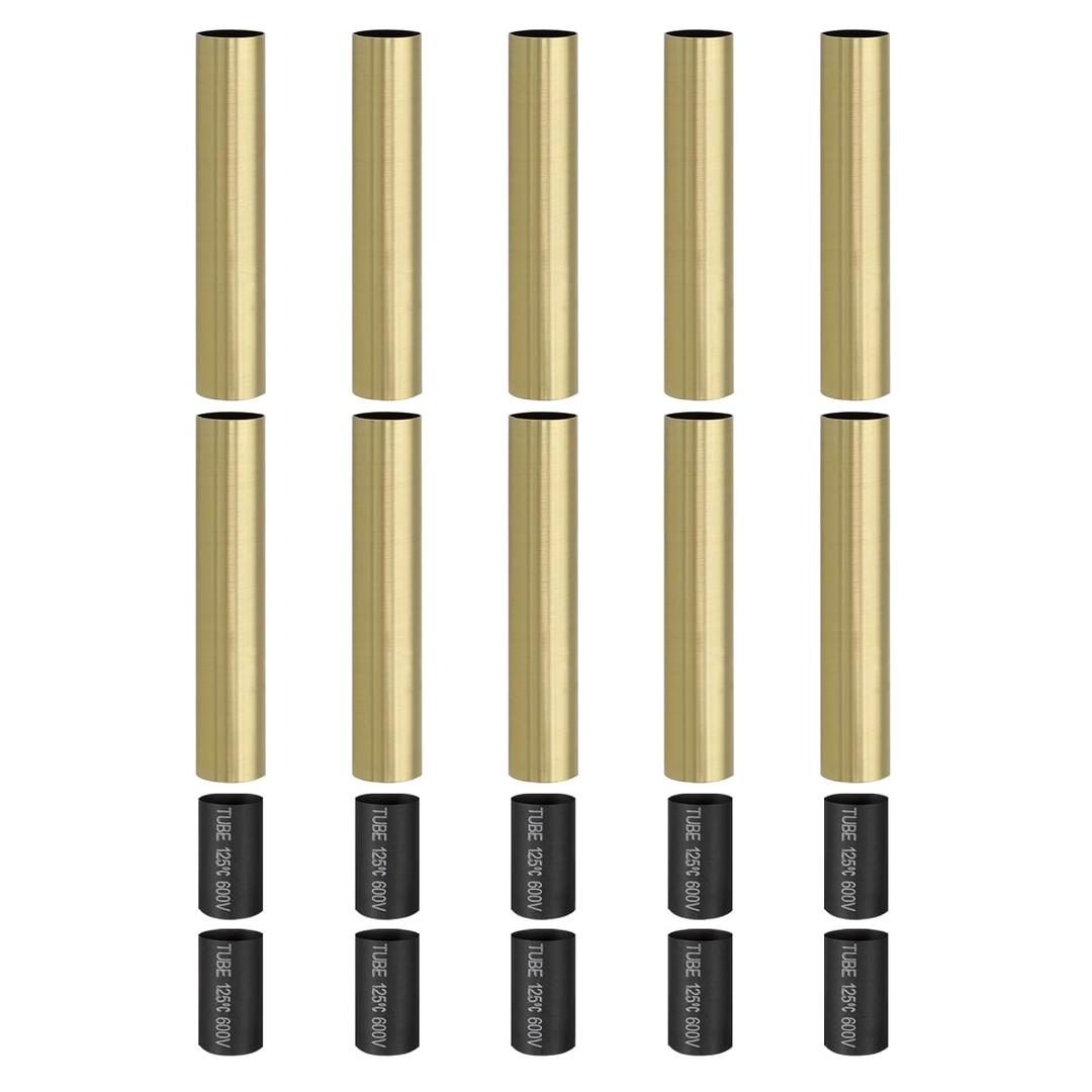 PATIKIL 5" Tall Candle Covers Sleeves, 10Pcs Metal E12 Chandelier Socket Sleeves with Insulation Heat Shrinkable Flame Retardant Tube Bulb Light Base Holder for Lamps, Green Bronze