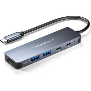 USB-C Hub 5-in-1 with 4K HDMI, 100W Power Delivery, 5Gbps USB-C Data Port and 2 5Gbps USB-A Data Ports for MacBook Pro/Air, iPad Pro/Air, Dell XPS