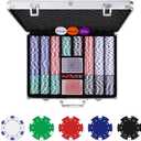 Homwom Poker Chip Set - 500PCS Poker Chips with Aluminum Case, 11.5 Gram Chips for Texas Holdem Blackjack(500pcs)