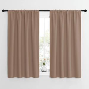 NICETOWN Kitchen Window Blackout Curtains - Window Treatment Thermal Insulated Rod Pocket Small Blackout Draperies/Drapes for Bedroom/Kitchen (Cappuccino, Set of 2, 42 inches Wide by 54 inches Long)