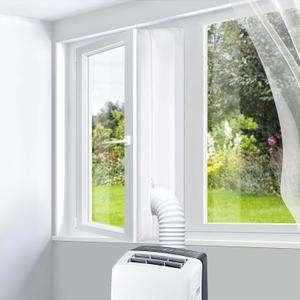 Portable Air Conditioner Universal Window Seal Kit with Adjustable Connector,Tumble Dryer,3m(118),4m(158),5m(197) Available,Air Exchange Guards with Zip and Adhesive Fastener (400cm(158))