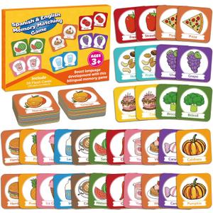 Edulok Memory Card Game, Toddler Match Game, Learn Spanish for Kids, Bilingual Flash Cards, Learning Toys for 4 Year Old, Preschool Learning Activities, Homeschool Supplies, Kindergarten Toys