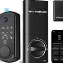 Smart Door Lock with Camera, Fingerprint Keypad Deadbolt, APP Remote Control, Video Doorbell with 2-Way Audio, Auto Lock, Keyless Entry Electronic Smairt Lock for Front Door, Black