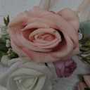 Fnize Pink Corsage and Boutonniere Set for Bride Groom Bridesmaids Groomsmen Wedding Homecoming Flowers Prom Suit Accessories, Rose Boutonniere and Wrist Corsage Flower