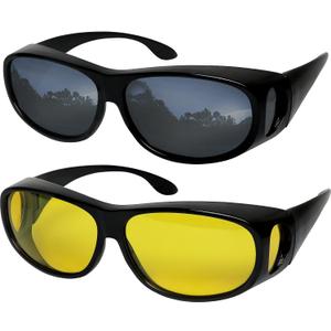 Success Eyewear Fit Over Sunglasses Polarized Lens Wear Over Prescription Eyeglasses 100% UV Protection for Men and Women (Black)