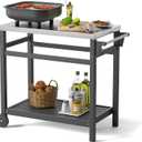 TORVA Outdoor Prep Grill Carts, 303 Stainless Steel Tabletop with High Load Capacity Portable BBQ Table, HDPE Durable Frame 2-Tier Storage Cart, Grey