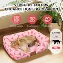 Rectangle Cat Dog Bed for Large Medium Small Pets Indoor Outdoor Machine Washable Sleeping Sofa Non-Slip Bottom Soft Puppy Bed Durable Orthopedic Calming Pet Cuddler (Small, Pink Pattern)