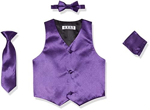 4 Piece Formal Vest Set Combo with Tuxedo Vest, Tie, Bow Tie, and Handkerchief, 5