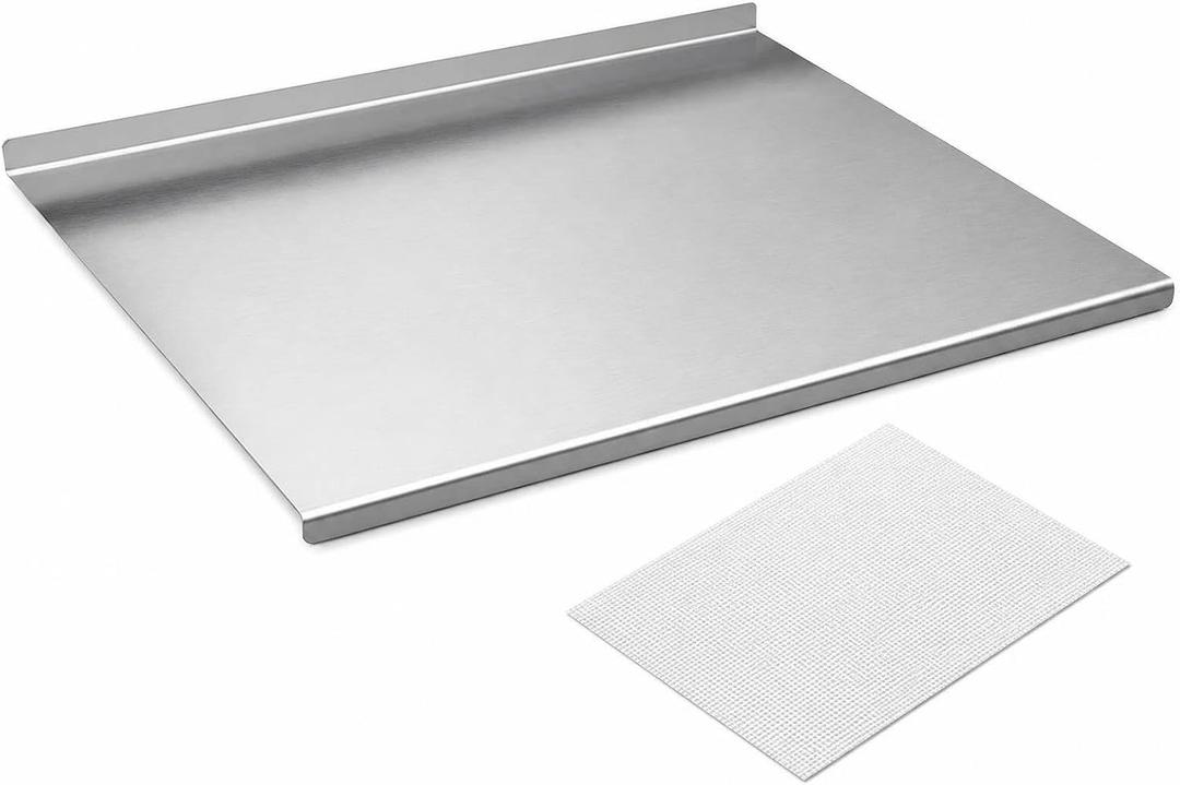 Stainless Steel Cutting Board with Lip for Kitchen, 23.6 x 15.7 In, 23.6"L x 0.1"W