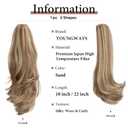 Clip in Ponytail Extension 18 Inch Pony Tails Hair Extensions for Women Long Straight Curly Tail Ponytail Hair piece Synthetic Fake Versatile Pony (Sand)