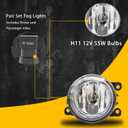 Fog Light Replacement Compatible with 2005-2016 Ford 2005-2015 Lincoln 2010-2015 Honda 2010-2016 Acura 2005-2015 Nissan 2010-2016 Subaru with Bulbs