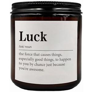 Pack of 2 KU-DaYi Good Luck Scented Candles, Mothers Day Gifts Birthday Christmas Scented Candle Gifts for Women Sister Friend Coworker, Positive Gift Gifts Amber Soy Wax Jar Candle for Home Bedroom Decor