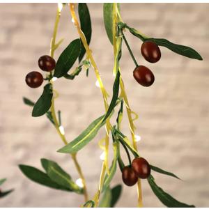 Impress Life Olive Branch Garland String Lights 10FT 40 White LED Battery USB Operated Lighted Twig Vine with Timer for Christmas Thanksgiving Party Spring Decoration
