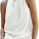 Maohao Women's Silk Satin Tank Tops Halter Draped Front Sexy Backless Womens Summer Tops Elegant Camisole Tops, Medium