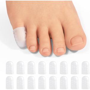 Promifun Gel Pinky Toe Caps, 16 Pack Toe Protectors for Women, Silicone Toe Covers Sleeves for Men, Blisters, Corns, Friction Pain Relief (Breathable, Pinky)
