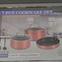 Pots and Pans Set Non Stick, 7 Piece Ceramic Cookware Set, Non Toxic Kitchen Induction Cookware Sets, Pots and Pans Cooking Set with Oven Safe Handle, 100% PFOA Free, Copper (8" Skillet + 1.5QT Saucepan + 3QT Stockpot)