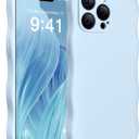 Magnetic for iPhone 15 Pro Max Case, [Full Camera Protection][Compatible with MagSafe] Cute Wave Frame Silicone Shockproof Protective Phone Case for iPhone 15 Pro Max 6.7",Light Blue