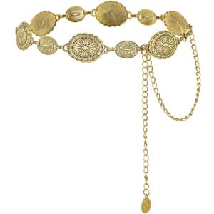 2 x American Trends Womens Western Belts Metal Chain Belt Country Cowgirl Belt Waist Chain Y2K Boho Concho Belt (Medium)