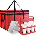 Cooler Insulated Food Delivery Bag & Drink Carrier with Hard Bottom, XXX-Large Grocery Catering Travel Thermal Frozen Carrier, Pizza Bags for Commercial Delivery, Cold Warmer Accessories