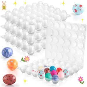 120 Pcs Plastic Easter Eggs with Clear Cartons for Crafts DIY Fake Paintable for Kids Adults Easter Gift, 30 Pieces Per Carton