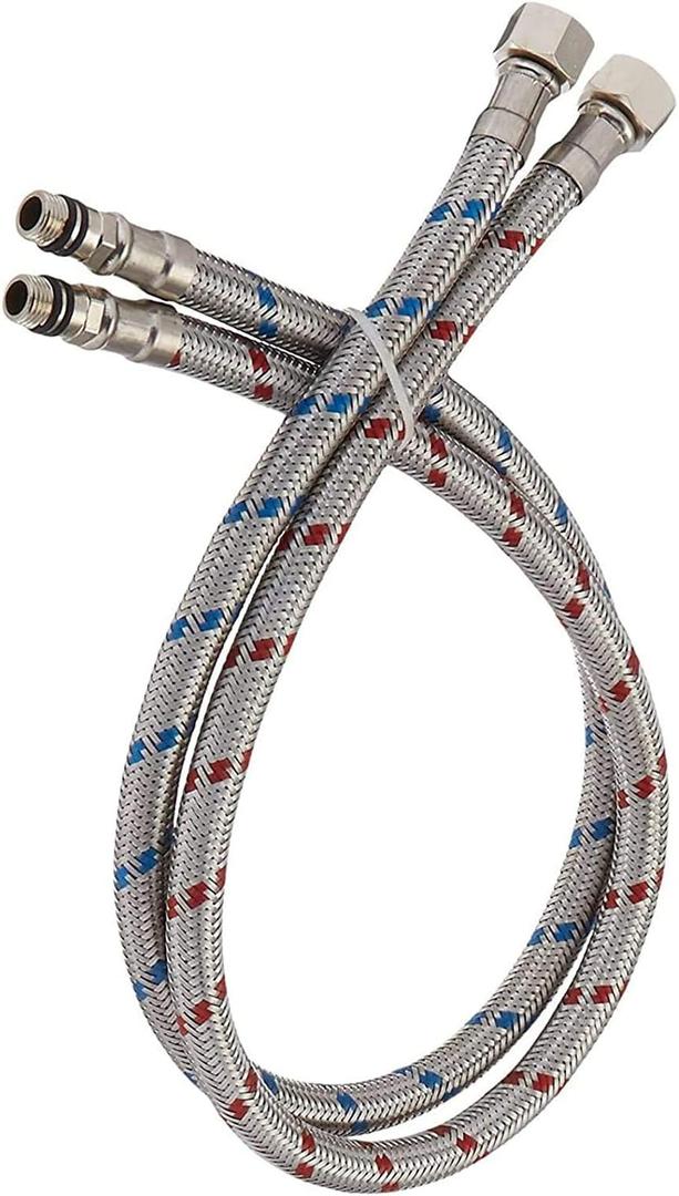 40-Inch Long Faucet Connector, 2Pcs Faucet Supply Lines, Kitchen Sink Toilet Hose Braided Stainless Steel Supply Hose 3/8" Female Compression Thread x M10 Male Connector (1 Pair)