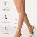 Yilamy 3 Pairs Toeless Compression Socks Sheer Knee High Open Toe Trouser Socks 8-10 mmHg Stockings for Women (Beige, M)