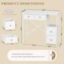 3IngSeagulls White Vanity Desk Without Mirror, Small Makeup Desk with 4 Fabric Drawers, 33.5 Inches Dressing Table with Storage, Vanity Table for Bedroom with Hook, White, Four Drawers
