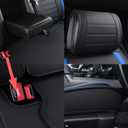 YIERTAI Truck Seat Covers Compatible with Ford F150 for 2009-2025 2026 F-150 2017-2025 2026 F250 F350 F450 Supercab Crew Cab Super Duty XLT Supercrew Waterproof Leather(5 PCS Full Set/Black-Blue)