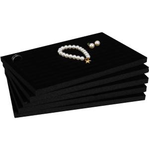 DOITOOL Black Velvet Ring Organizer Foams, 5 Pack Jewelry Box Foams Inserts for Earrings, Sponge Holder Pad, Storage Showcase Display Tray for Jewelry Showcase, Storage Display (11x7in)