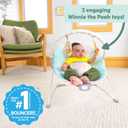 Bright Starts Disney Baby Winnie The Pooh Hunny Hues Bouncer with Soothing Vibrations, Unisex, Newborn+