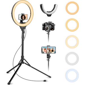 Aureday 14'' Selfie Ring Light with 62'' Tripod Stand and Phone Holder, Dimmable LED Phone Ringlight for Makeup/Video Recording/Photography, Circle Lighting for All Cell Phones&Lightweight Cameras (BLACK)