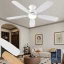 NKPU 52inch Ceiling Fans with Lights, Low Profile White Ceiling Fan with Light and Remote/APP Control, DC Reversible Motor, Noiseless, Flush Mount Ceiling Fan for Bedroom Living Room Patios