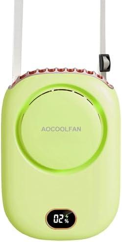 AOCOOLFAN Portable Neck Fan, Mini Small Personal Handheld Fan USB Rechargeable 3 Speed for Girls Boys Woman Eyelash Travel Home Office Outdoor (light green)