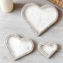 Remerry 3 Pcs Valentine's Day Heart Wooden Trays Rustic Heart Shaped Wooden Tray White Washed Bead Tray for Candle Keys Jewelry Modern Farmhouse Table Centerpieces Home Party Wedding Decor, 3 Size