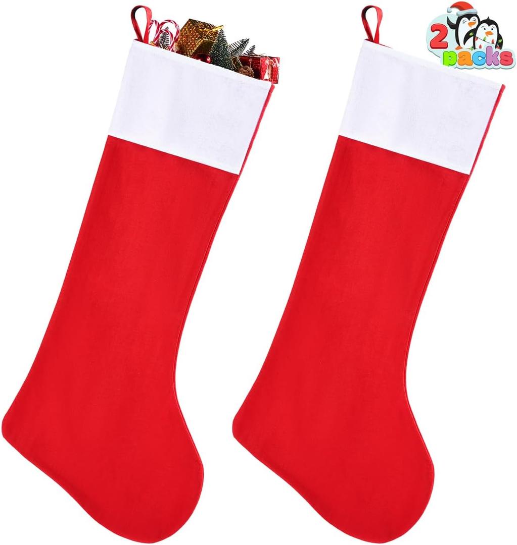 JOYIN 2 PCS 38 Jumbo Felt Christmas Stockings Party Decoration, Giant Christmas Large Stocking for Party Decorations Xmas Holiday Tree Decor