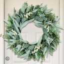 26" Eucalyptus Wreaths Large Artificial Greenery Outdoor/Indoor Wreath Spring/Summer Wreath Green Wreaths for Front Door Porch Window Wall Hanging Decor All Year Round Wr-eathGreen (26IN)