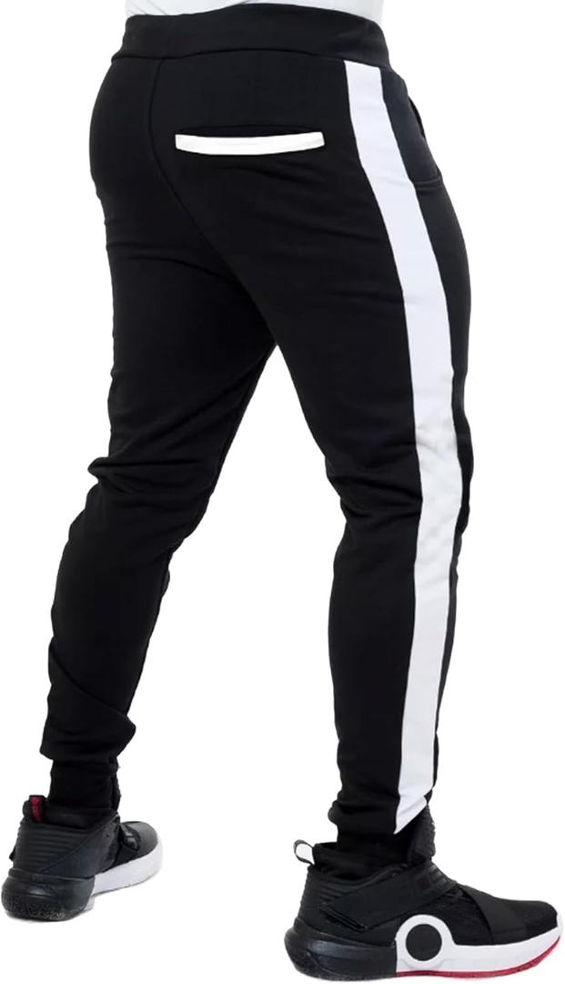 Men's Athletic Sweatpants Workout Tapered Joggers Running Gym Pants with Pockets (Black, M)