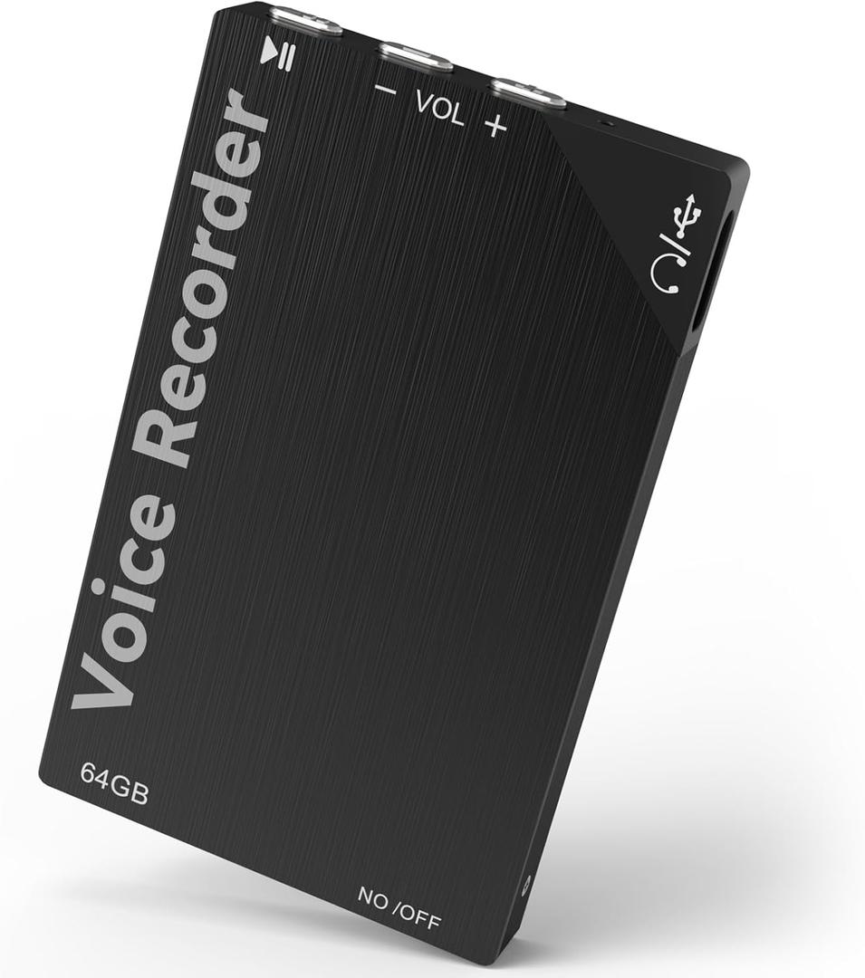 64GB Digital Voice Recorder Voice Activated Recorder for Lectures Meetings - 768 Hours Sound Audio Recorder Dictaphone Recording Device with Playback