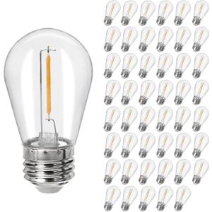 48Pack S14 LED Replacement Light Bulbs E26 Screw Base Shatterproof Edison Bulbs for Outdoor String Lights 120V 1W Dimmable Light Bulbs Equal to 11W for Patio Decor, 2700K Warm White
