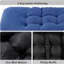 Rectangular Stool Cushion Set of 2, Soft Saddle Stool Cushions with Ties, Nonslip and Washable, Dark Blue, 18 x 10.5 x 4 Inch
