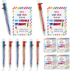 Sabary 30 Sets End of Year Student Gifts from Teacher 0.5mm 6 in 1 Multicolor Ballpoint Pen Retractable with You Are Awesome Cards Classroom Party Favors Bulk for School Office(Classic Style)