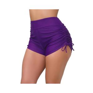 Halcurt Women's High Waisted Swim Board Shorts Tummy Control Side Tie Adjustable Tankini Swimsuit Bottoms Solid Purple XL