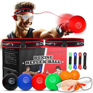 Soul Shift - Boxing Reflex Ball  Dual Competition Set | 2 Adjustable Headbands + 2 Training Balls + App Included | Speed, Agility & Hand-Eye Coordination for Adults & Kids | MMA Training Equipment