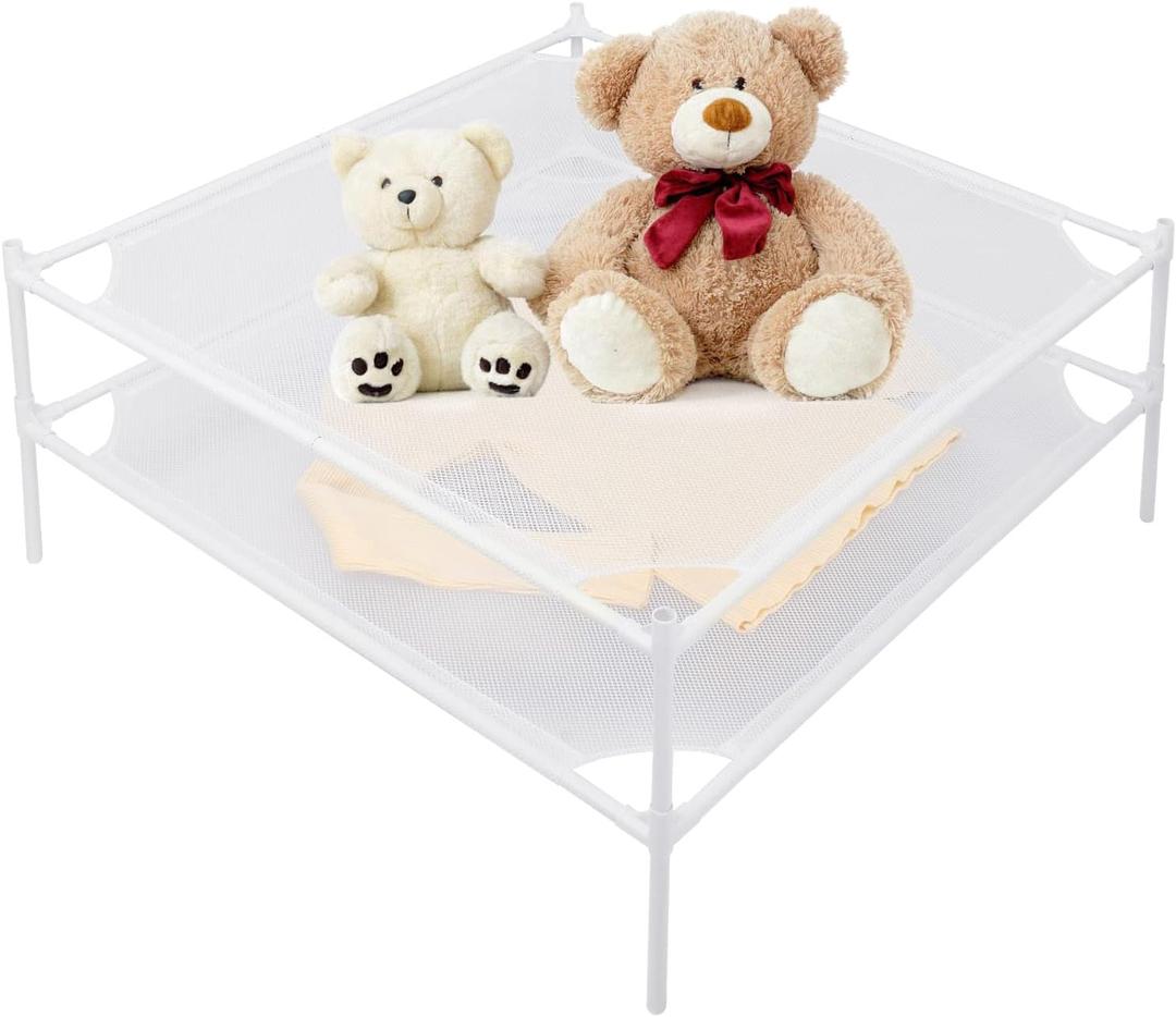 Shrivee Clothes Drying Rack, 2-Layer Sweater Laundry Drying Rack Flat, Mesh Drying Rack Clothing for Indoor & Outdoor, White