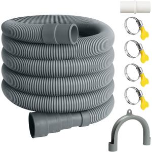 10FT Washing Machine Drain Hose, Universal Dishwasher Hose Extension Kit with 1 U-Bend Holder, 1 Extension Adapter and 4 Hose Clamps