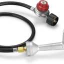 High Pressure Cast-Iron Propane Burner Head, Propane Cooking Burner with 20 PSI Adjustable High Pressure Propane Regulator with Hose and Brass Fitting, Quemadores De Gas propano for Outdoor Cooking